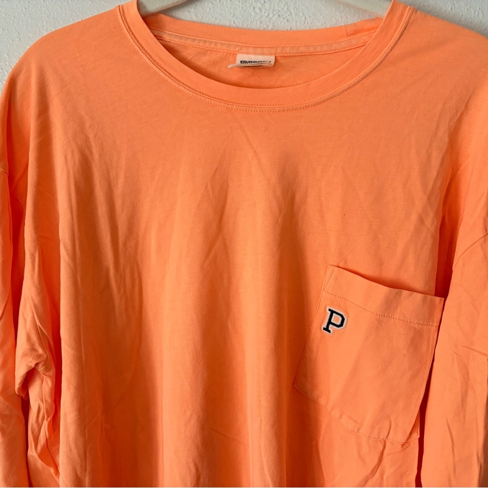 PINK Victoria’s Secret Vibrant Orange Long Sleeve Tee - Picture 2 of 3